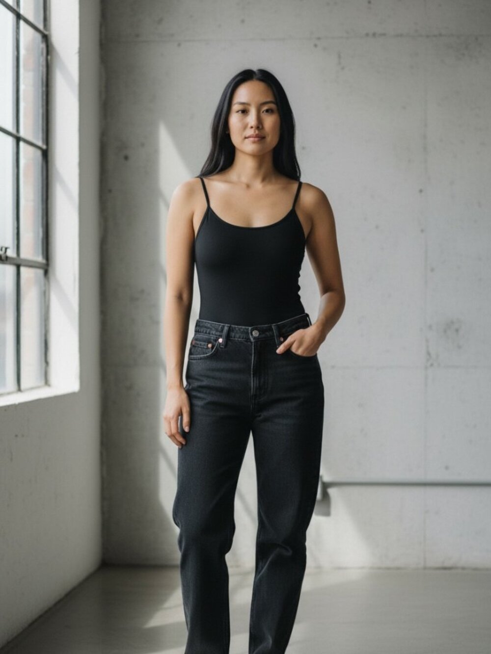 Weekend Soul Black Ribbed Bodysuit Size Medium